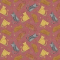 Tossed Cats Houndstooth Paprika Multi - Benartex - 16308B-89