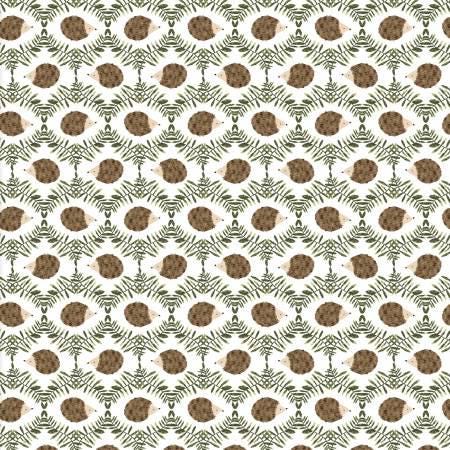 White Hedgehogs - Gnomeville - 3 Wishes Fabric - 19456-WHT