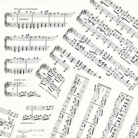 Art Journal Music White - J. Wecker Frisch - Riley Blake - C13040R-WHITE
