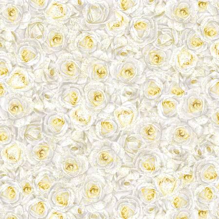 White Packed Metallic Roses Christmas TT032625 - Timeless Treasures - CM2894-WHITE
