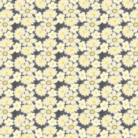 Black Yellow Large Flowers - Henry Glass - 904-49