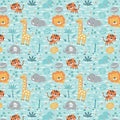 Fabric - Flannel - Print - Safari Animals - Blue - Camelot Fabrics - CAM89200101B-2