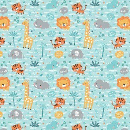 Fabric - Flannel - Print - Safari Animals - Blue - Camelot Fabrics - CAM89200101B-2