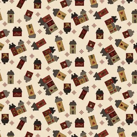 Cream Small House Toss - Home Sweet Home - Debbie Busby - Henry Glass - 3170-33