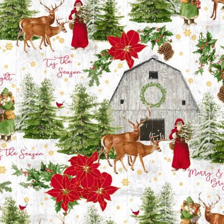 Fabric - Christmas - Snow Tis The Season - Comfort & Joy - w Metallic - Windham - 51883 1