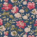 Blue Large Floral - Belles Pivoines - Retro Vintage - P & B Textiles - BPIV4688-B
