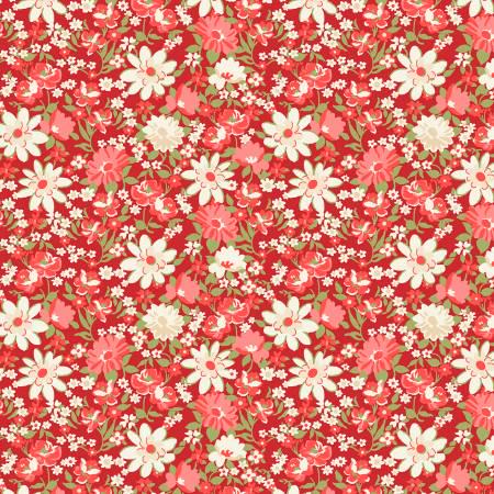 Red Packed Floral - Sentiments - Kaye England - Wilmington Prints - 98723-313