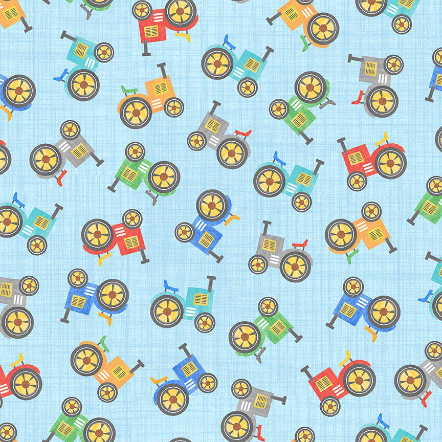 Oink Moo - Tractors - Blank Quilting - 9682-72 Lt Blue