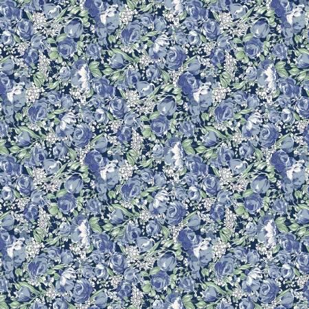 Night Mini Blooms - Blue Floral - Windham Fabrics - 51804A-3