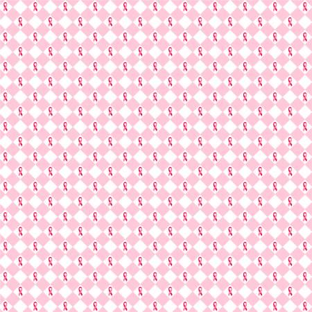 Fabric - Pink - White - Checkerboard Pink Ribbon - Breast Cancer Awareness - Windham Fabrics - 53211-3