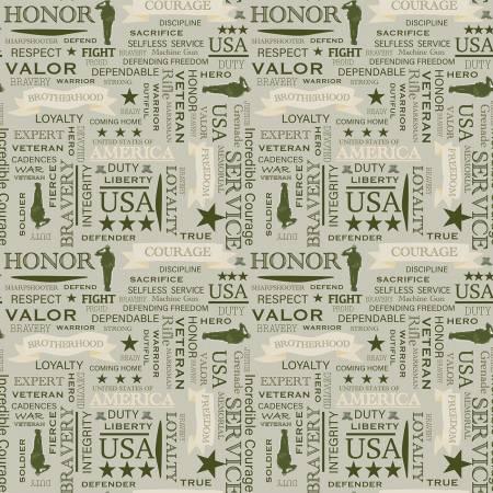 Army Text Sage - Coming Home - Military - Riley Blake - C14430R-SAGE