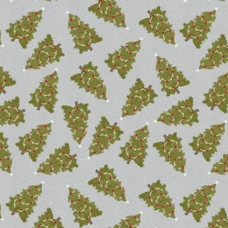 Grey Trees Allover - Cozy Critters - Wilmington Prints - 11164-973