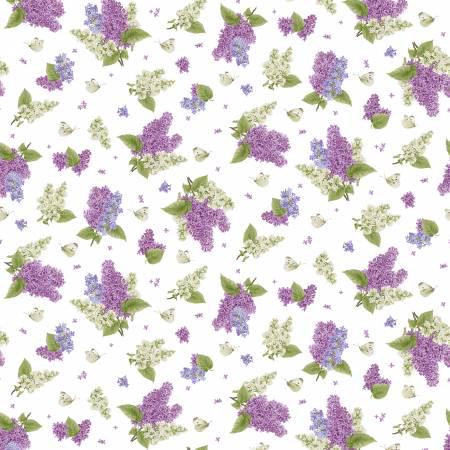 Multi Small Tossed Lilac and Butterflies - Bloomerang - Jane Shasky - Henry Glass - 959-05