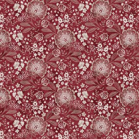 108" Wide Backing - Dark Red Elizabeth - Jacobean Allover - P B Textiles - ELIZ5112-DR