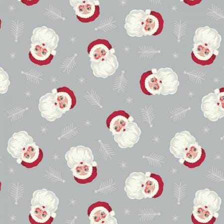 Fabric - Silver - Vintage Santa - Lewis and Irene - C55-1