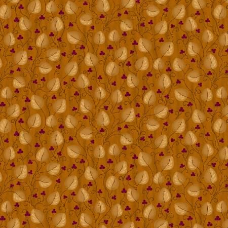 Orange Meandering Leaves - Scrap Basket Favorites - Kim Diehl - Henry Glass - 1523-30