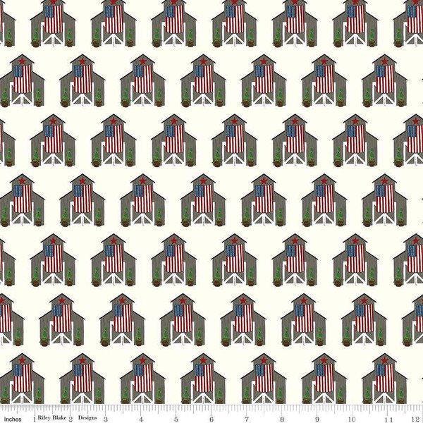 Celebrate America Barns - Cream - Riley Blake Designs - C8281-CREAM