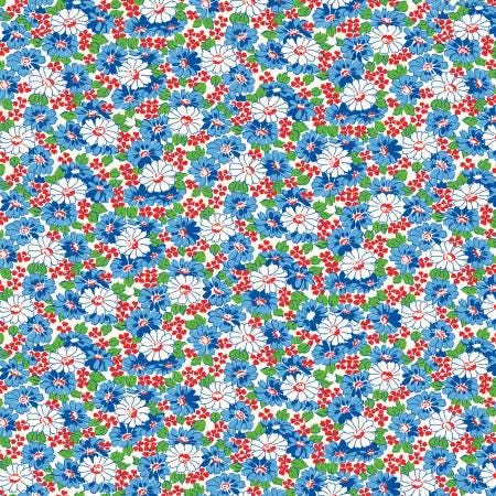 Blue Flowerbed - Wild Flour - Windham Fabrics - 53496-4