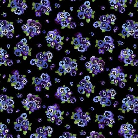 Black Pansy Bouquets - Timeless Treasures - CD1894-BLACK