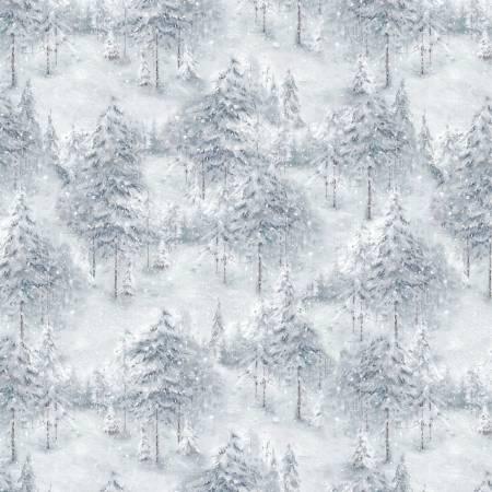 Fabric - Grey - winter Forest - Woodland Frost - Wilmington Prints - 17784-914