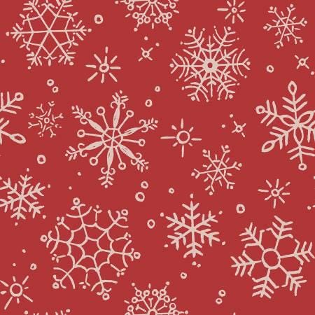 108" Wide Backing - Magical Winterland - Snowflake Barn Red - Riley Blake - WB14949R-BARNRED