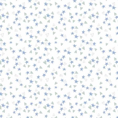 White Heart & Stars - Safari Lullaby - Wilmington Prints - 36267-147