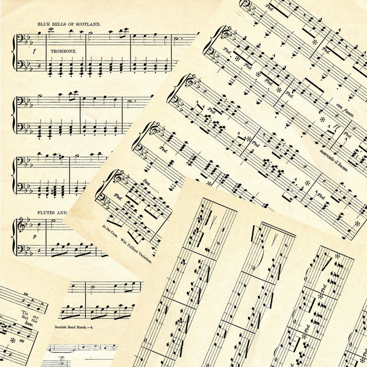 Music Parchment - Art Journal - J. Wecker Frisch - Riley Blake - C13040R-PARCHMENT