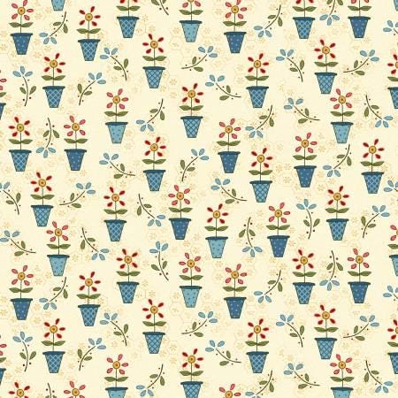 Backyard Happenings - Cream Flower Pots - Henry Glass - 2590-33
