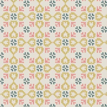Cross Stitch Hearts on Cream - Lewis and Irene - A669