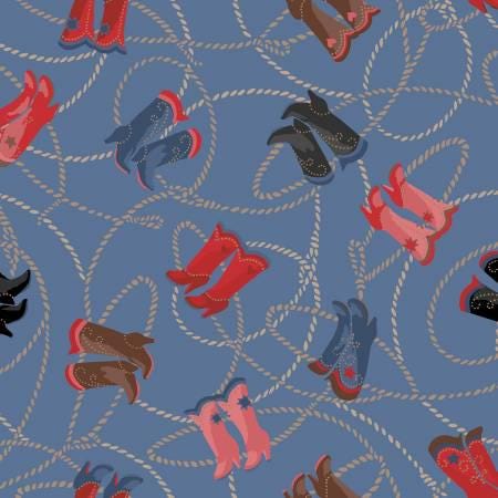 Blue Cowgirl Boots - Quiltin Cowgirls - Maywood Studio - 10611M-B