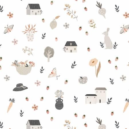 White Happy Home - House & Home - Poppie Cotton - Riley Blake - HH22157