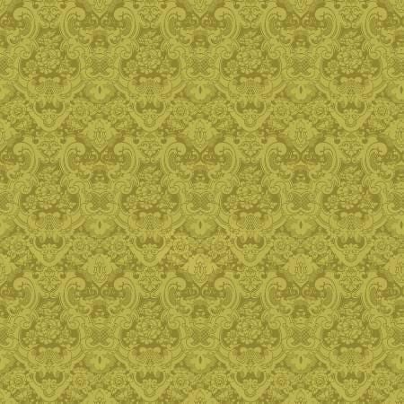 Fabric - Lime - Brocade - Christmas Magic - Benartex - 13124B-40