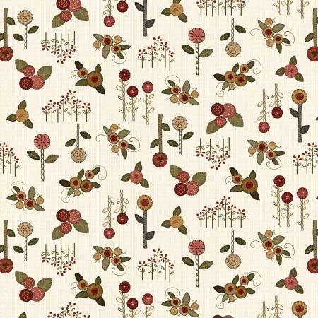 Cream Small Applique Flowers - Home Sweet Home - Debbie Busby - 3167-33