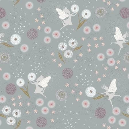 Grey Blue w Silver Metallic - Fairy Clocks - Lewis and Irene - A505-2