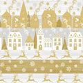 Fabric - Gold Holiday Village w Metallic - Holiday Village - Windham - 51772M-1