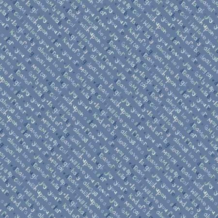 Blue Diagonal Words - Safari Lullaby - Wilmington Prints - 36266-474