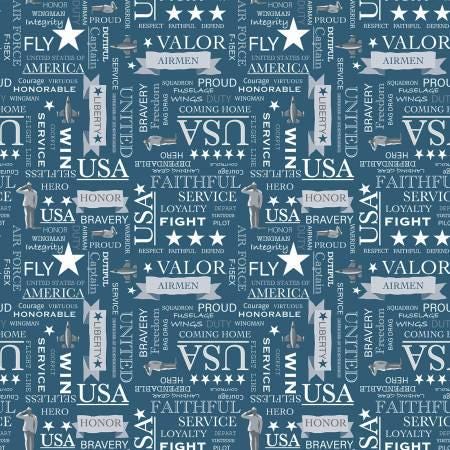 Air Force Text Denim - Coming Home - Military - Riley Blake - C14428R-DENIM