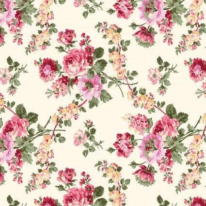 108" Wide Backing - Promise Me Cream w Roses - Benartex - BEN13556W-07
