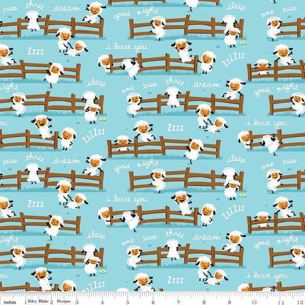 Harmony Farm - Sheep Dream - Blue - Shawn Wallace - Riley Blake - C6691-BLUE
