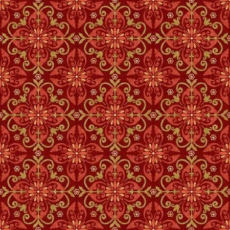 Red Medallion Tiles - Chicken Shack - Jan Matt - Henry Glass - 3310-88