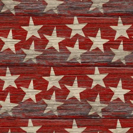 Red Woodgrain Stars - Sweet Land of Liberty - Beth Albert - 3 Wishes Fabrics - 21661-RED