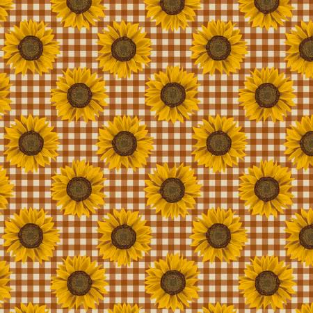 Rust Sunflower Check - Harvest Farm - Benartex - 13046B-79