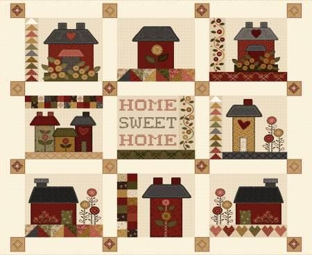 Cream Home Sweet Home Panel - 36 Inch - Debbie Busby - Henry Glass - 3174-33