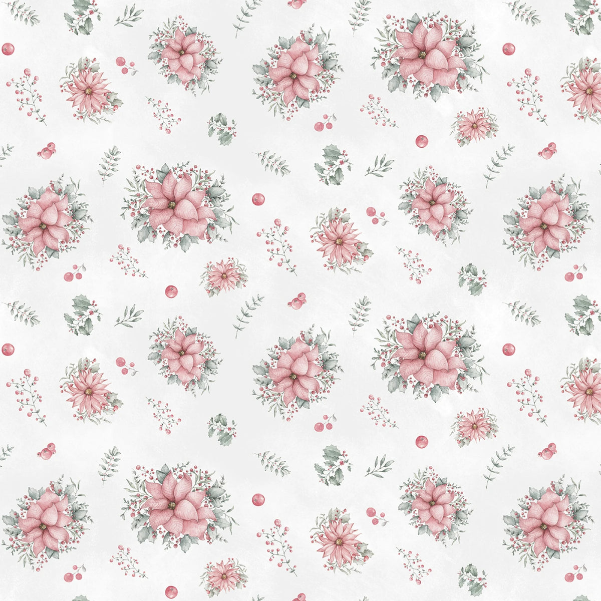 Fabric - Pearl White - Sweet Pointsettia 6 Inch