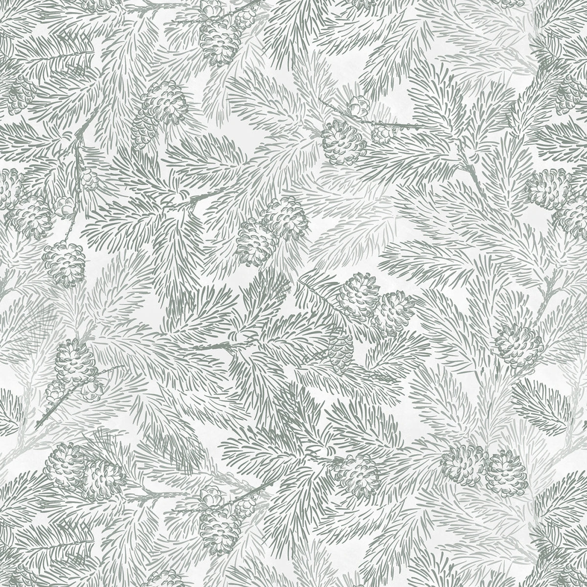 Fabric - Green - Mist Pine Etching 12.5 Inch