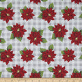 Fabric - Grey - Poinsettia - Check – Benartex Holiday at Home
