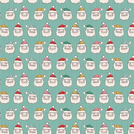 Green Santa Heads - Oh What Fun - Poppie Cotton - OF23319