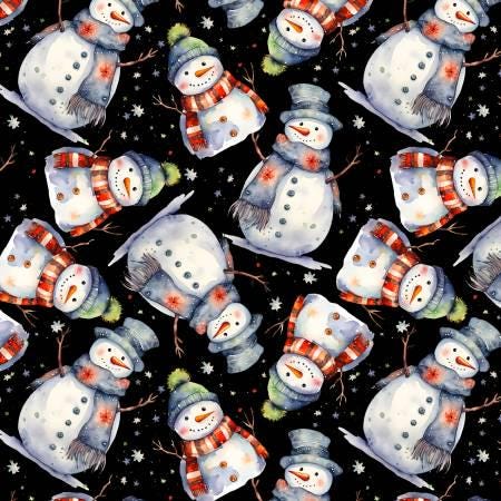 Multi Bright Snowman Christmas - Four Seasons David Textiles - DX-4792-4C-2