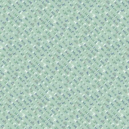 Green Diagonal Words - Safari Lullaby - Wilmington Prints - 36266-774