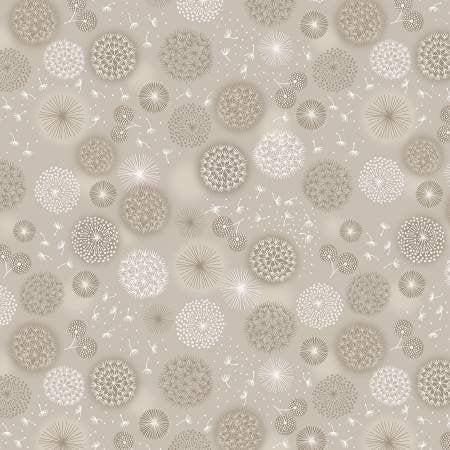 Cream Linen Dandelions - Fairy Clocks - Lewis and Irene - A508-1